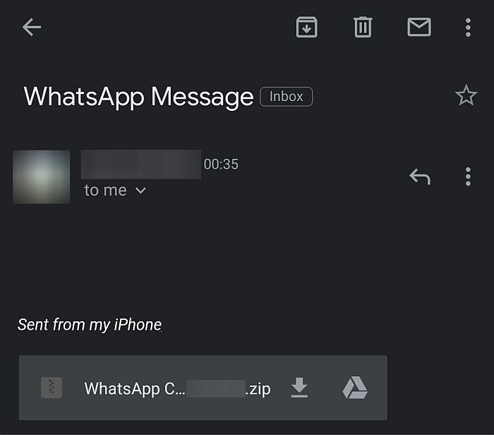 Importing WhatsApp Data from Email