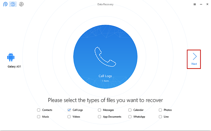 Phone Rescue File Type Selection for Recovery
