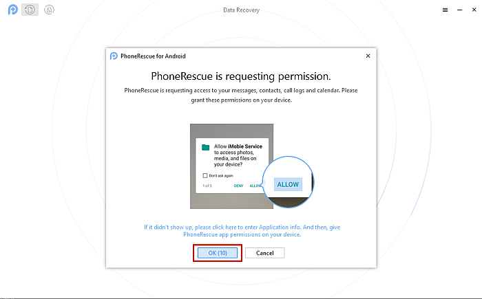 PhoneRescue Request Permission Prompt