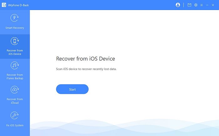 iMyFone Smart Recove from iOS Device Tab