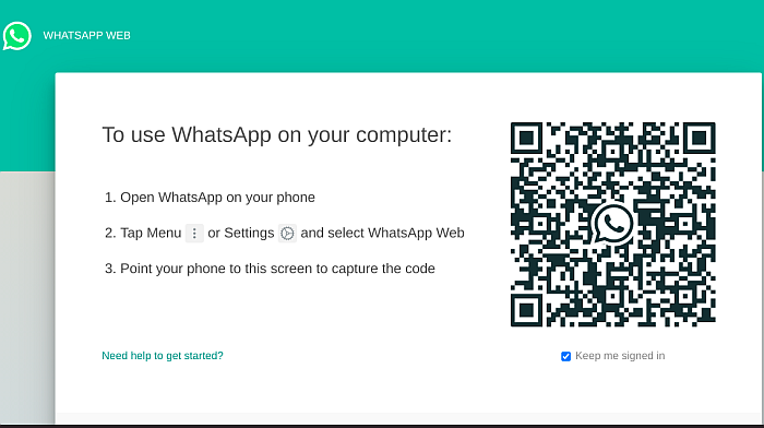 Whatsapp Web app page