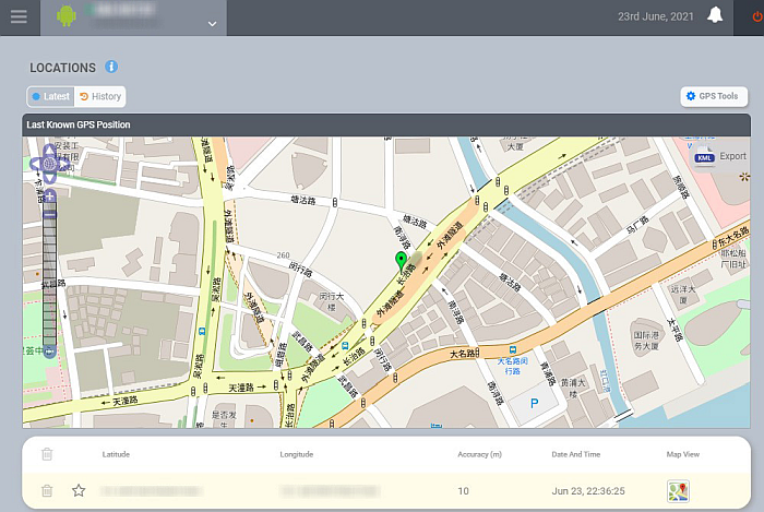 Flexispy GPS Tracking And GeoFencing feature dashboard