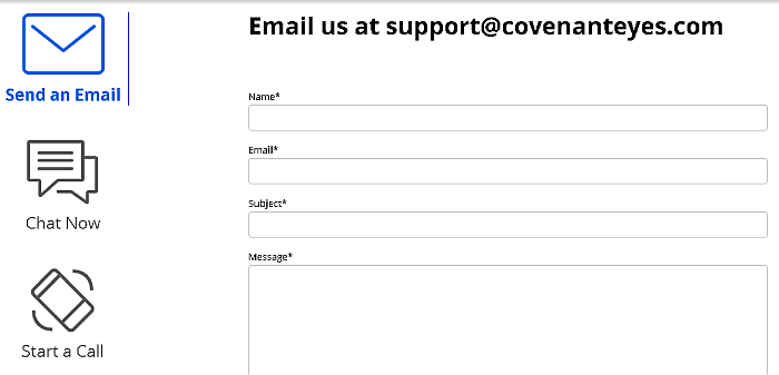 Covenant eyes help page