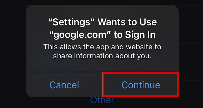 Google.com sign in prompt for iphone accounts