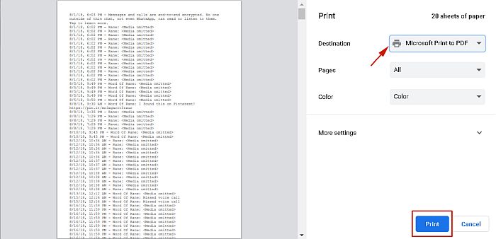 Printing a google document as pdf