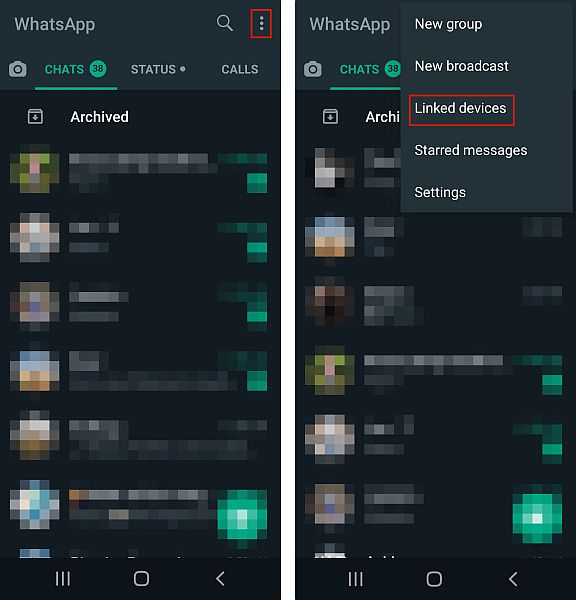 Accessing drop down menu in whatsapp mobile web session
