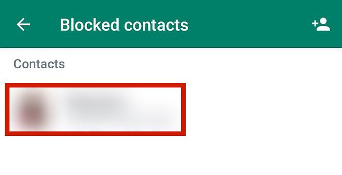 contact added to blocked contacts list