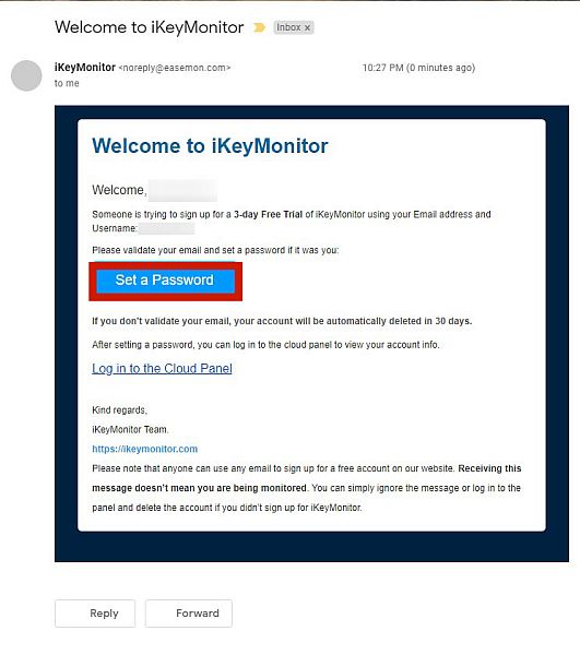  iKeyMonitor welcome screen