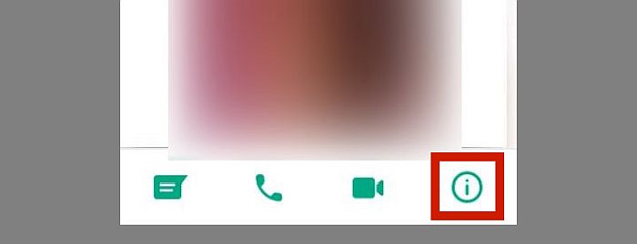 Additional information icon in whatsapp contact options window
