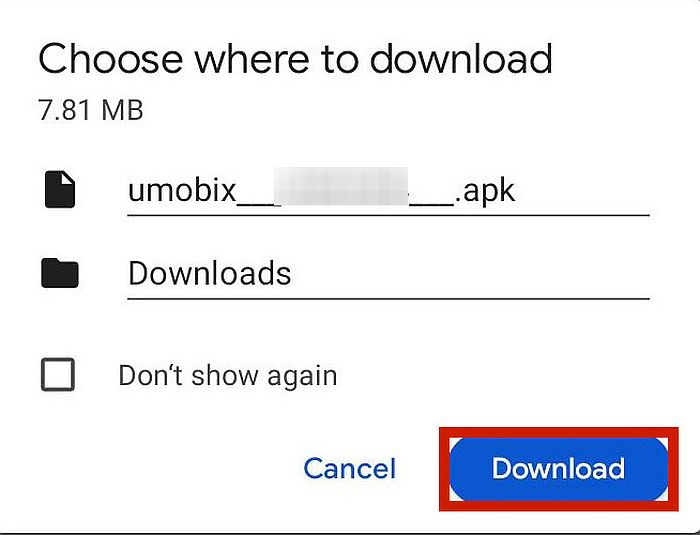 Choosing where to download umobix in android phone