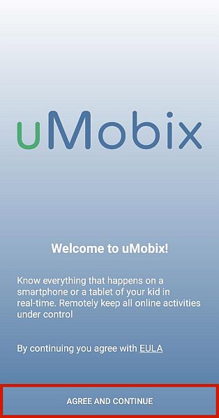 uMobix welcome screen