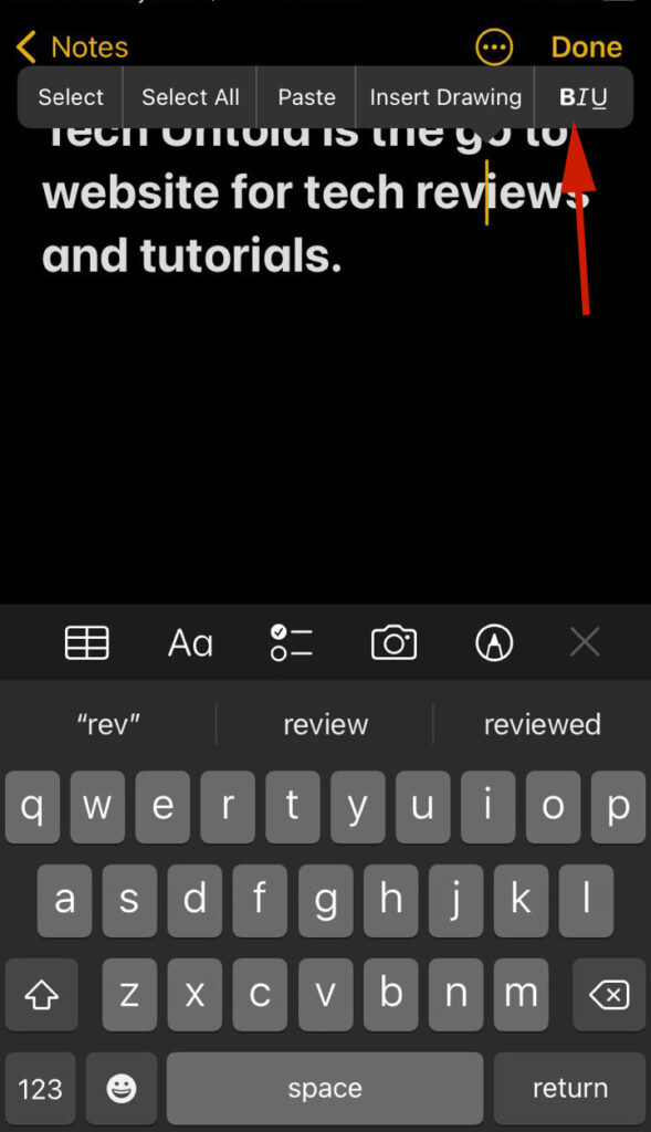 Bold, Italicize, Underline, and strikethrough text editing in an iPhone keyboard