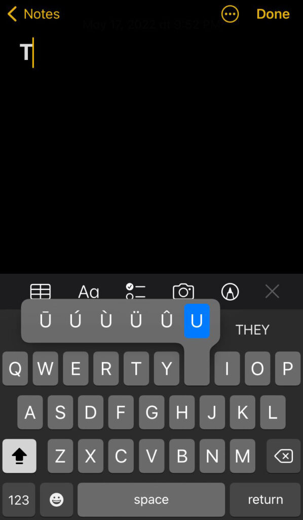 Choosing alternate keys or characters in iPhone