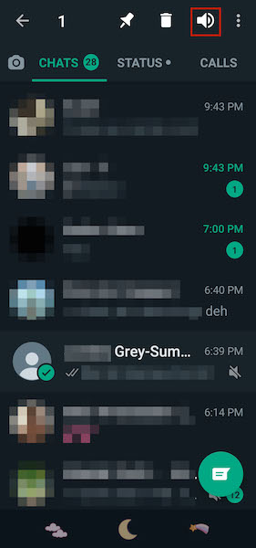 Speaker icon on the upper right corner on the WhatsApp interface