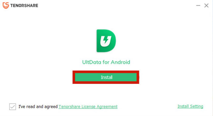 UltData Install button for Android Phone