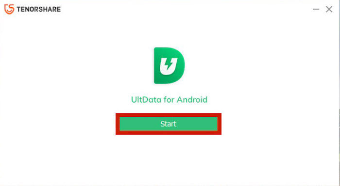 Running the UltData Android app by clicking the Start button