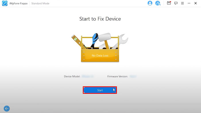 Click Start button to begin fixing the selected device