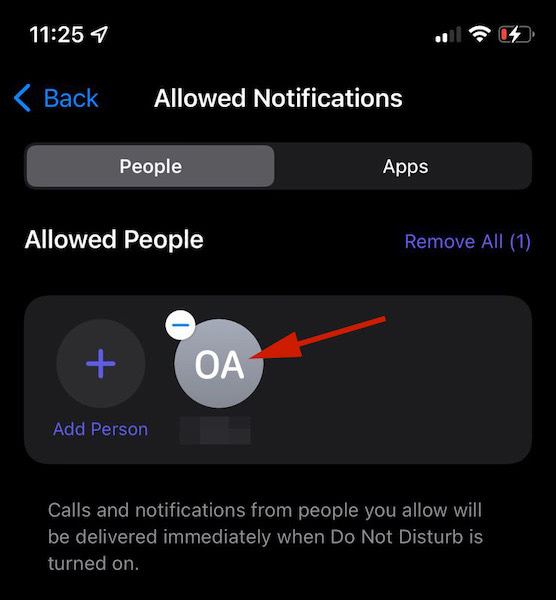 Selecting the specific people on your contact list and tap done 