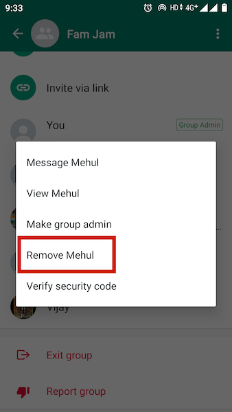 Remove a specific member in WhatsApp group