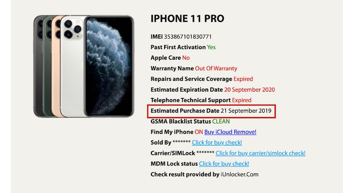 iPhone 11 Pro catalogue with detailed information about the device