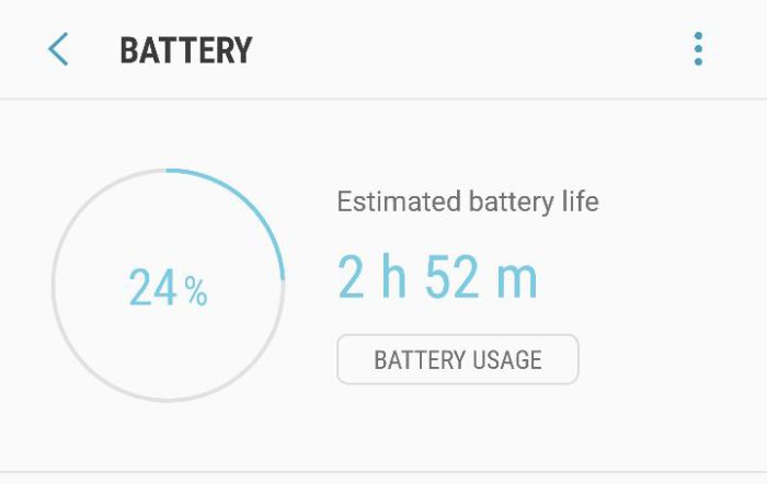 Estimated battery life image of an Android device
