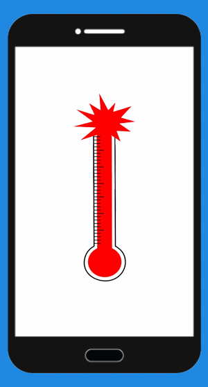An image of a thermometer overheating the same as an Android phone