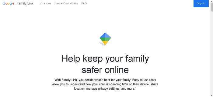 Family link website home page