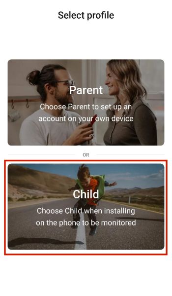 Choosing a profile for parent or a child