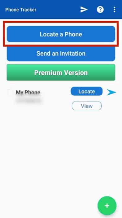 Locate phone button inside the Phone Tracker app