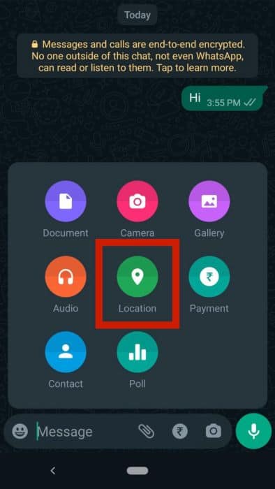Tap on the green location icon