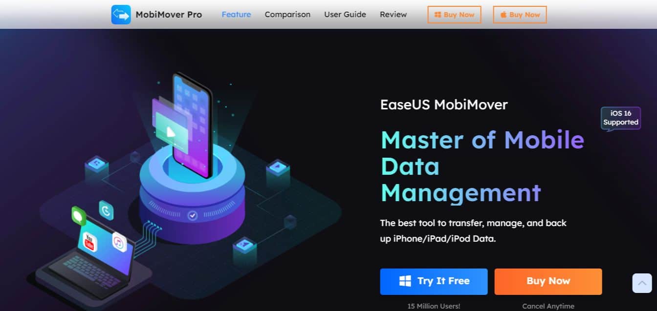 Features page of EaseUs MobiMover