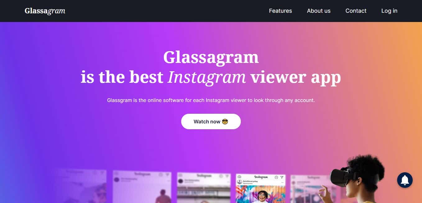 Homepage of Glassagram