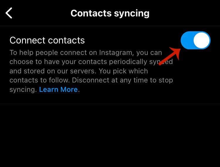 Connect contacts toggle option