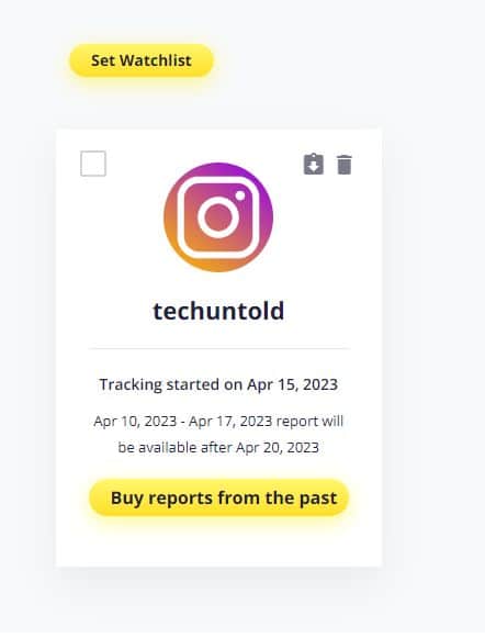 Details about start date of tracking and report generation