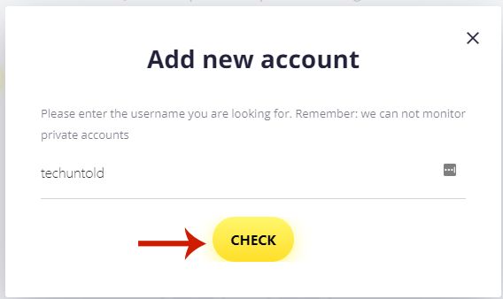 Check button after entering account name