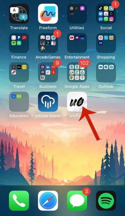 Unc0ver app icon on iPhone