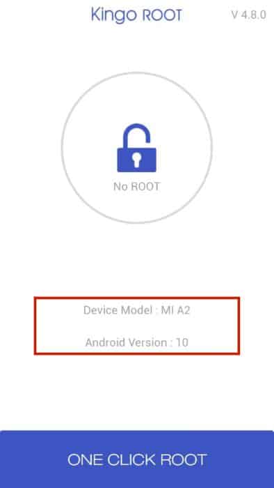 Kingo Root main screen with device info
