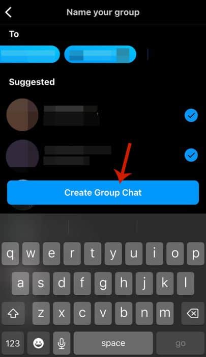 Create group chat button at the bottom