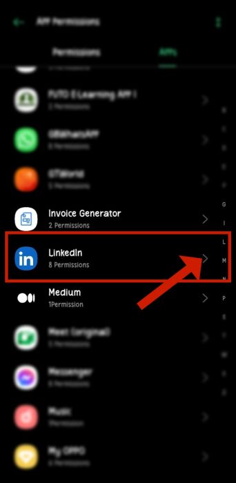 LinkedIn app with 8 allowed permissions