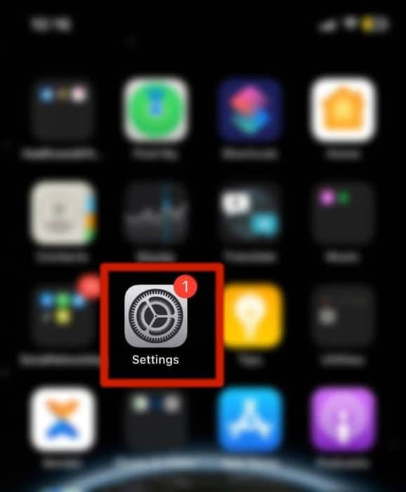 Settings icon on the iPhone
