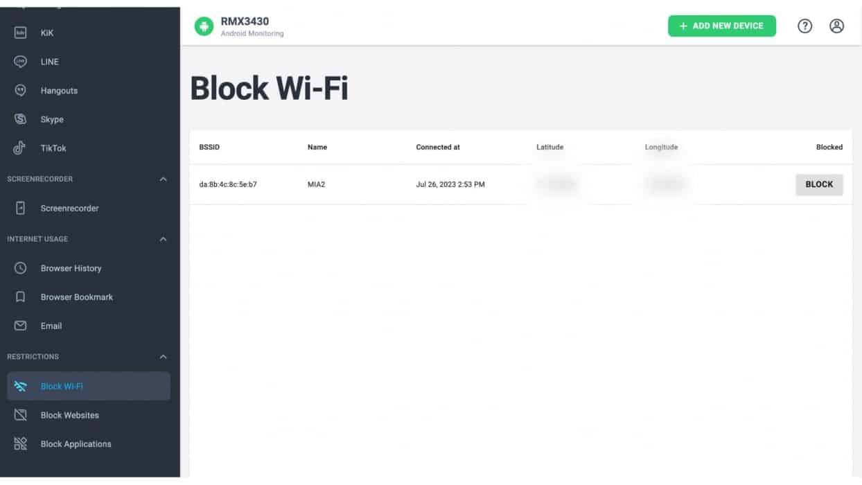 Block Wifi feature of the mSpy