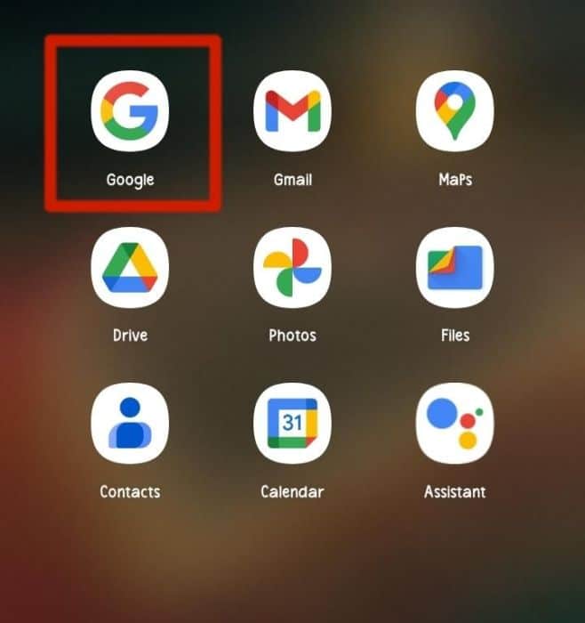 Google app icon on Android smartphone