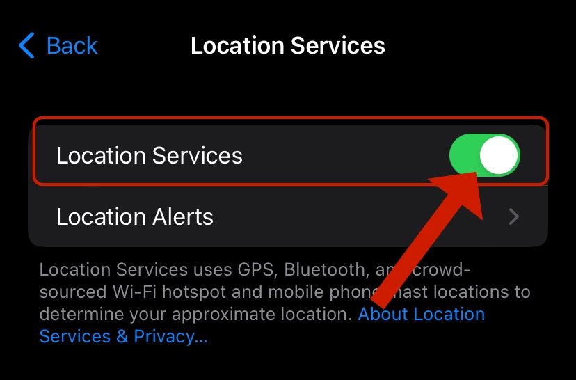 Location services toggle option