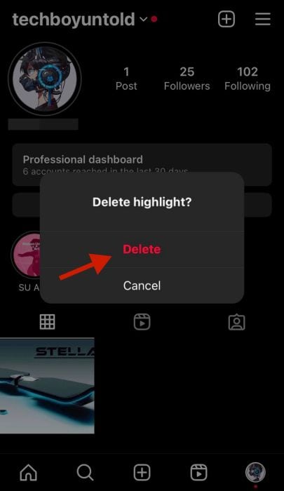 Final confirmation pop up to delete the selected highlight