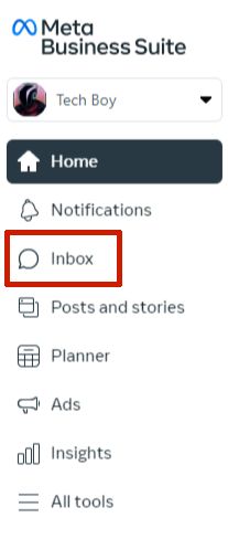 Inbox option for Meta Business Suite