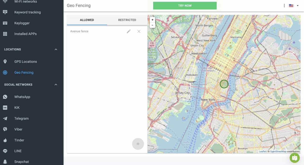 Pinpoint location of the target on the mSpy dashboard