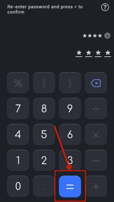 Calculator interface of the HideU app