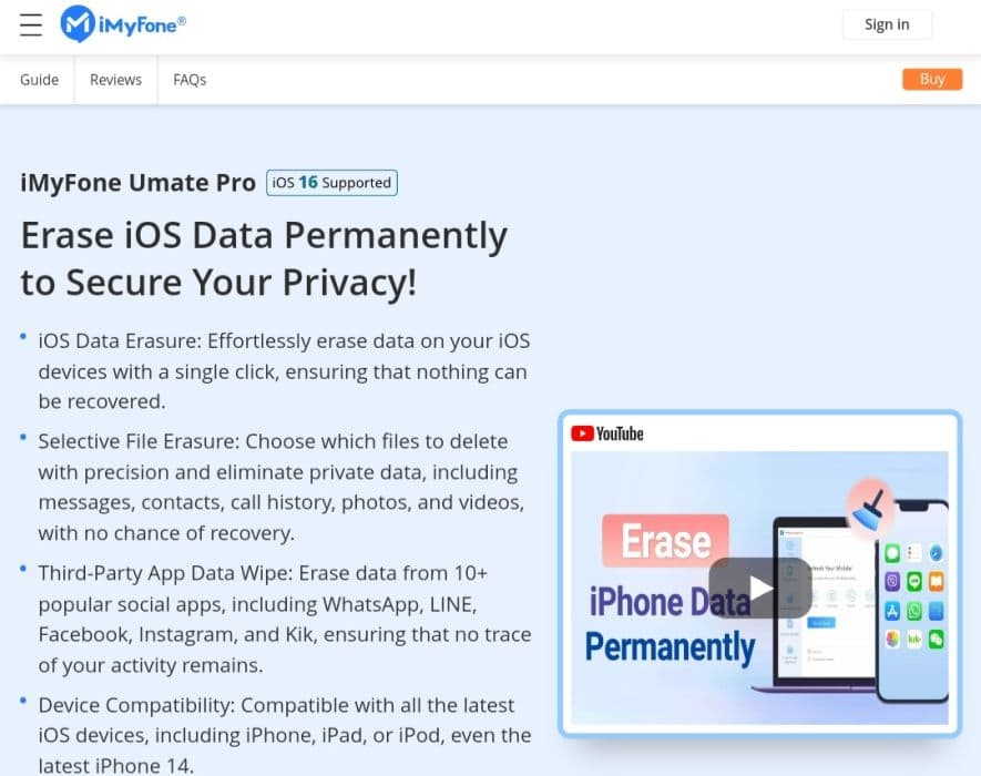 Homepage of iMyFone