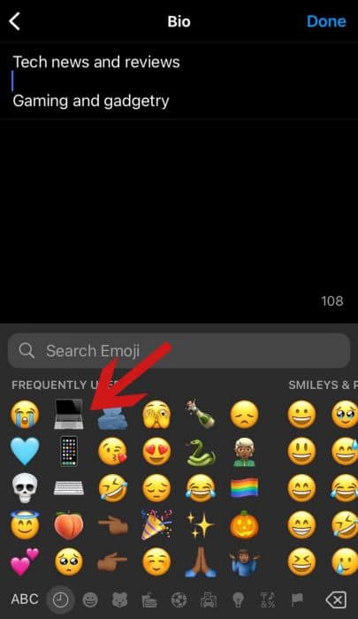 Different emogies on the keyboard to choose from
