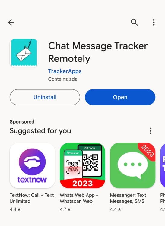 Chat message tracker remotely app on the Play Store
